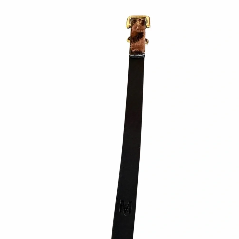J. Crew Leopard Print Calf Hair Skinny Belt Size Medium - Picture 6 of 8